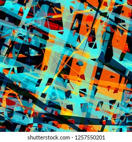 Blue and orange structure. Bright seamless texture. Abstract vector background for web page, banners backdrop, fabric, home decor, wrapping