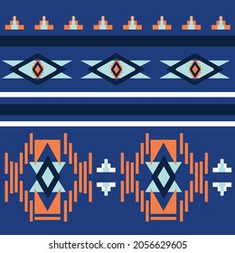 blue and orange textile fret pattern