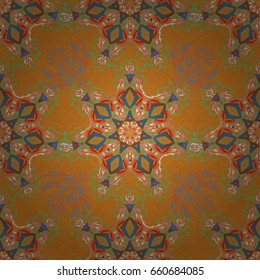 Blue and orange texture. Abstract pattern in Arabian style. Seamless vector background. Graphic modern pattern.