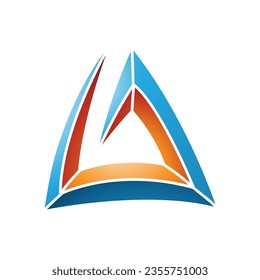Blue and Orange Triangular Spiral Letter A Icon on a White Background