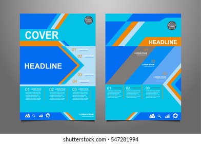 Blue and orange Vector annual report Leaflet Brochure Flyer template design, book cover layout design, Abstract  blue and orange presentation book cover templates. Web site theme.