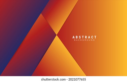 Blue orange vector background of overlapping triangles and oblique rectangle on orange space for text and background design