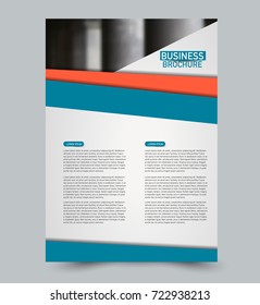 Blue and orange vector flyer template. Abstract brochure design. Annual report cover background. For business, education, advertisement. Editable illustration.