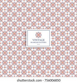 Blue and orange vintage seamless pattern. Ornament, Traditional, Ethnic, Arabic, Turkish, Indian motifs. Great for fabric and textile, wallpaper, packaging or any desired idea. 