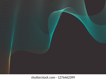 Blue and orange moiré wave on black background