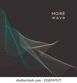 Blue and orange moiré wave on black background