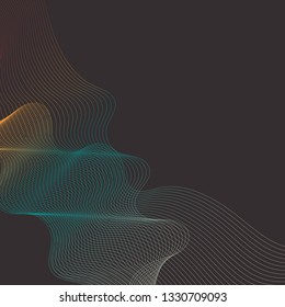 Blue and orange moiré wave on black background