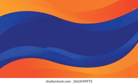 Fondo ondulado azul y naranja con espacio de copia para texto. Ilustración vectorial