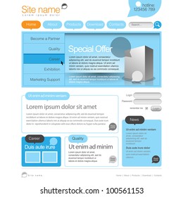 Blue and orange Website Template 960 Grid.
