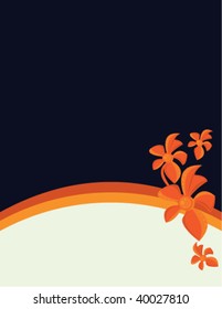 Blue orange white flower background - vector version