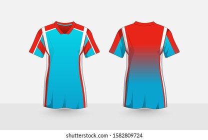 Blue, orange and white layout e-sport t-shirt design template
