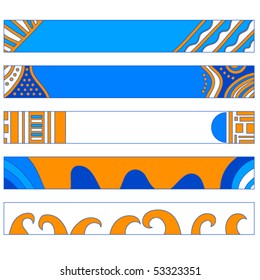 Blue, orange and white vector banner or button collection