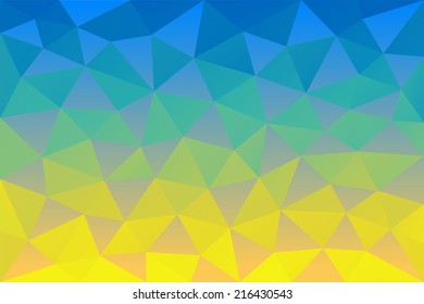 Blue to orange yellow polygonal abstract background
