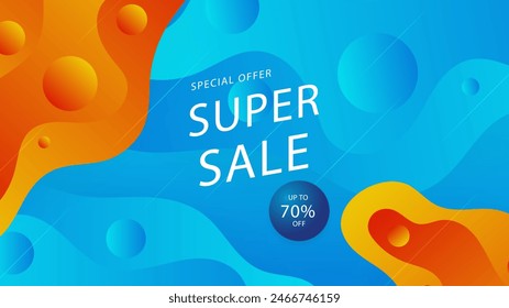 Blue orange and yellow vector special discount background. Vector super sale template design. Big sales special offer. End of season party background