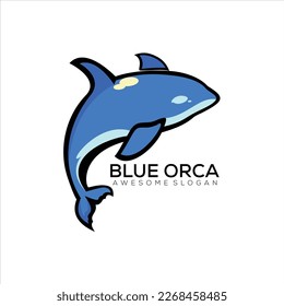 blue orca logo design mascot