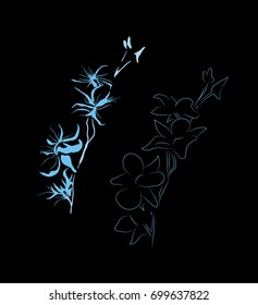 Blue orchid vector illustration
abstract outline flower sketch