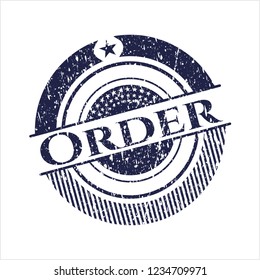 Blue Order distressed rubber stamp