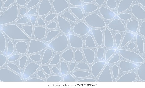 Blue Organic Cell Pattern With Neural Texture. Abstract Voronoi Network. Ai Bg With Neuron And Synapse Geometry. Cyber Grid And Mesh. Techno Background With Dynamic Lines And Curve. Biology Structure