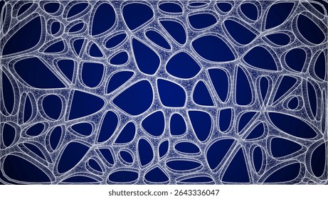 Padrão De Célula Orgânica Azul Com Textura Neural. Rede Voronoi Abstrata. Ai Bg Com Geometria De Neurônio E Sinapse. Rede Cibernética E Malha. Plano De Fundo Techno Com Linhas Dinâmicas E Curva. Estrutura de Biologia