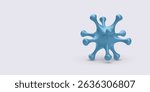 Blue Organic Microbe Shape With Irregular Spikes On Light Background, Minimalist 3D Illustration Representing Bacteria, Cell Mutation, Virus, Or Science Concept For Medical And Educational Use. Vector