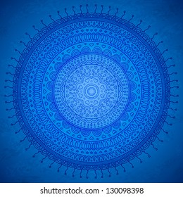 Blue orient mandala ornament. Vector image.