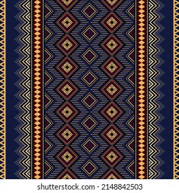 Blue Oriental ethnic seamless pattern traditional thai native fabric background Design for carpet,wallpaper,clothing,wrapping,batik,fabric,silk,Vector illustration embroidery style