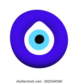 Blue oriental evil eye symbol amulet flat style design vector illustration isolated on white background, Greek or turkish nazar protection talisman.