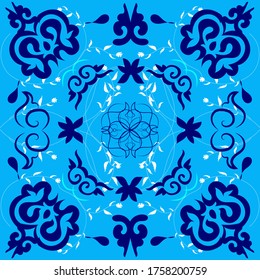 blue oriental pattern for tiles. vector