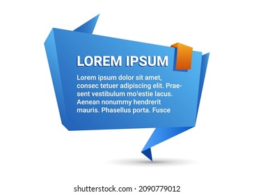 Banner de origami azul para tu texto. Elementos de diseño de vectores.