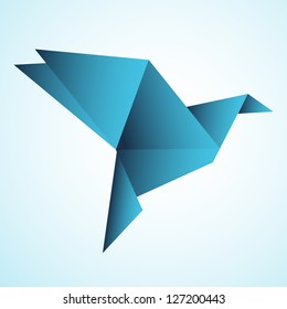 Blue Origami Bird