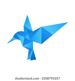 blue origami bird illustration with backgraound