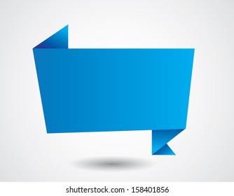 Blue origami blank bubble speech vector