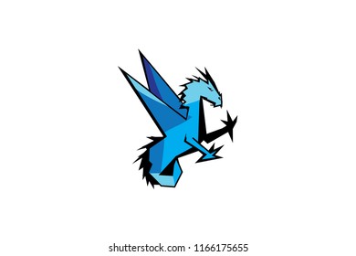 Blue Origami Dragon