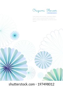 Blue Origami Flower Background