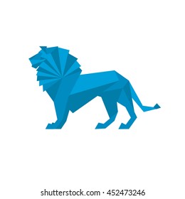 Blue Origami Lion 