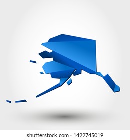 blue origami map of Alaska