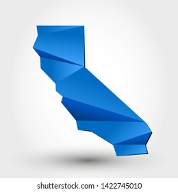 blue origami map of California