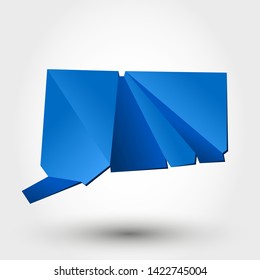blue origami map of Connecticut