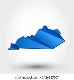 blue origami map of Kentucky