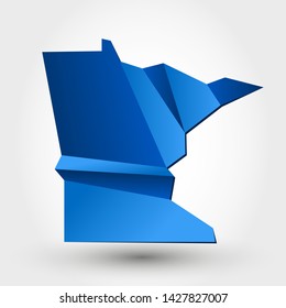 blue origami map of MINNESOTA