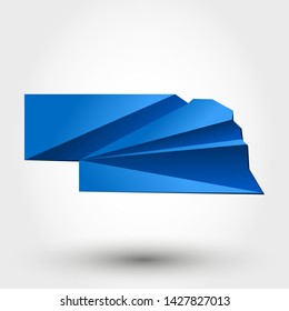 blue origami map of NEBRASKA