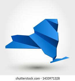 blue origami map of New York