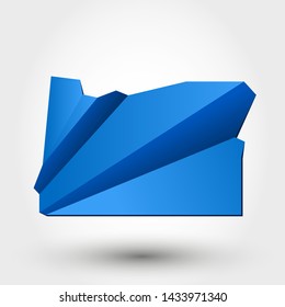blue origami map of Oregon