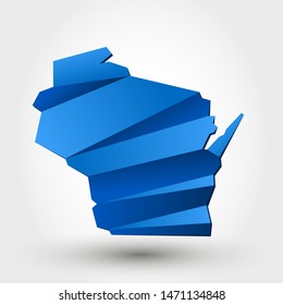 blue origami map of WISCONSIN