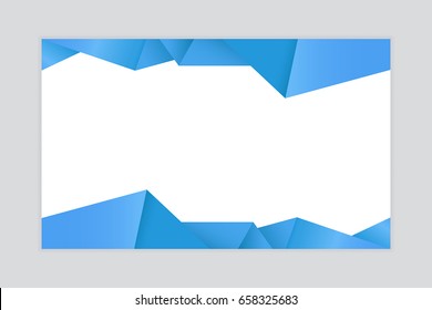 Blue origami paper frame. Leaflet flyer design background. Vector illustration