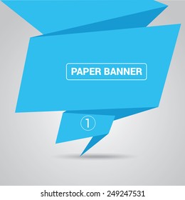 blue origami paper speech bubble or web banner .vector illustration