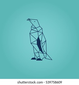 Blue origami penguin vector design
