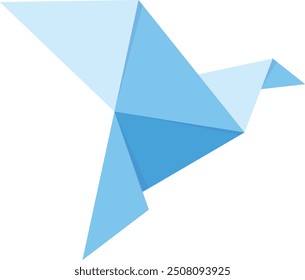 Blue origami pigeon, symbolizing peace and creativity.