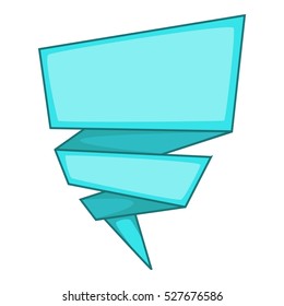 Blue origami speech bubble icon. Cartoon illustration of blue origami speech bubble vector icon for web