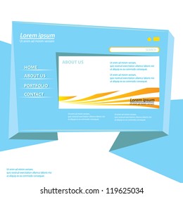 blue origami website template design. vector origami style site.